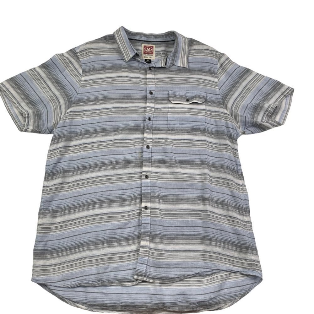 Micros Los Angeles Linen Blend Short Sleeve Button Down Shirt Men's Size XL